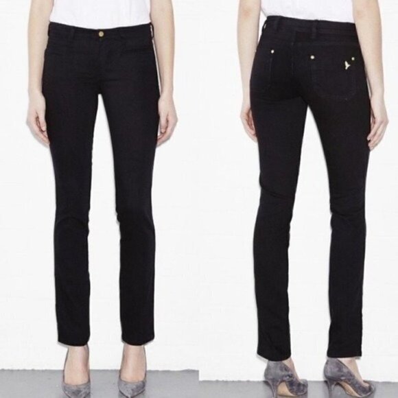 NEW Anthropologie M.i.H Oslo Slim Fit Black Long Jeans Size 24 - Picture 1 of 9